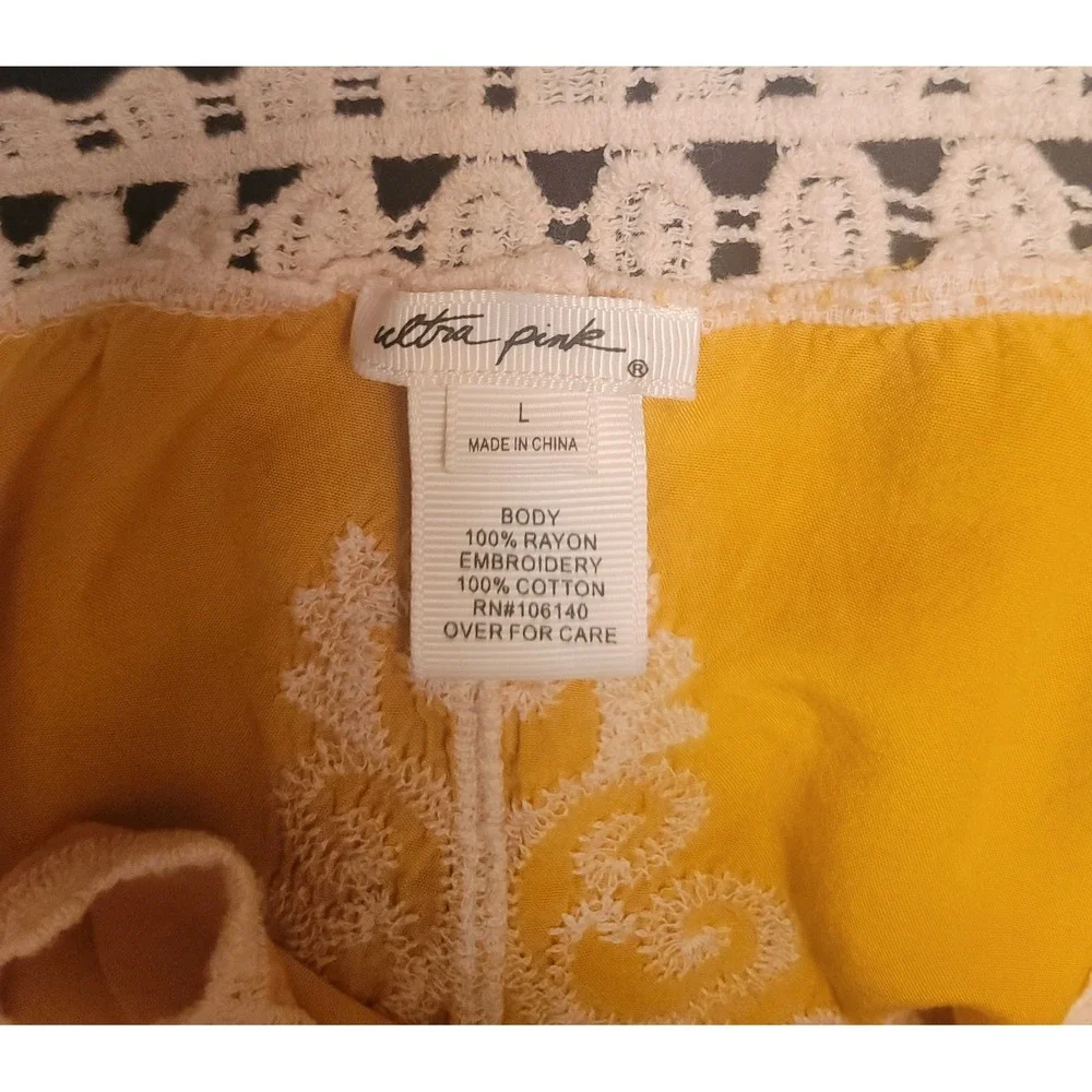 Ultra Pink Yellow/Mustard Boho Top - Picture 5 of 5